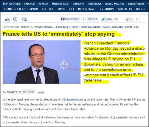 From France 24 International: France tells US to ‘immediately’ stop spying