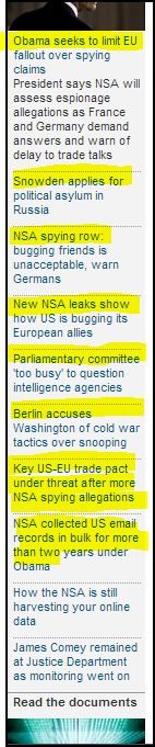 from Guardian UK- Key US-EU trade pact under threat after more NSA spying allegations
